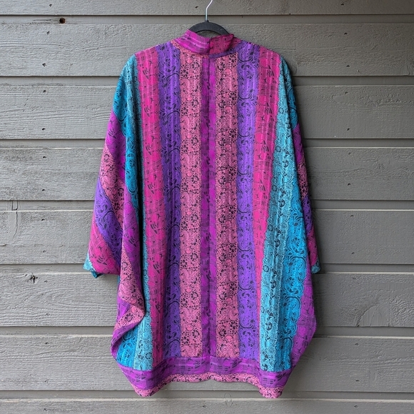 VTG 80s Kama Sutra Lotus Wear Boho Oversized Kimono Cocoon Wrap Size Small - Picture 5 of 6